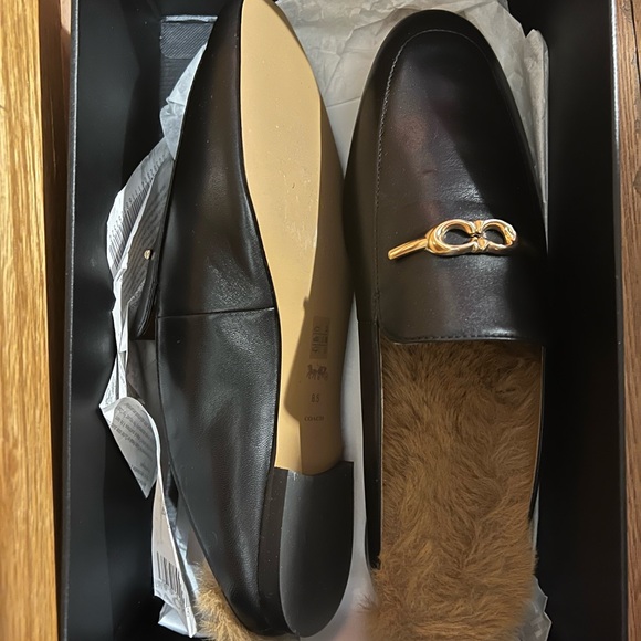 Coach Sienna Fur Slides in Black - Picture 4 of 5